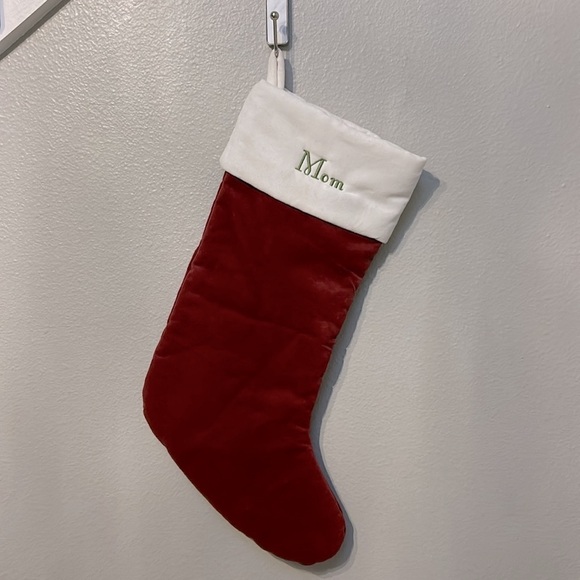 Pottery Barn Red & White Christmas Holiday Stocking, Mom, size medium - Picture 3 of 10